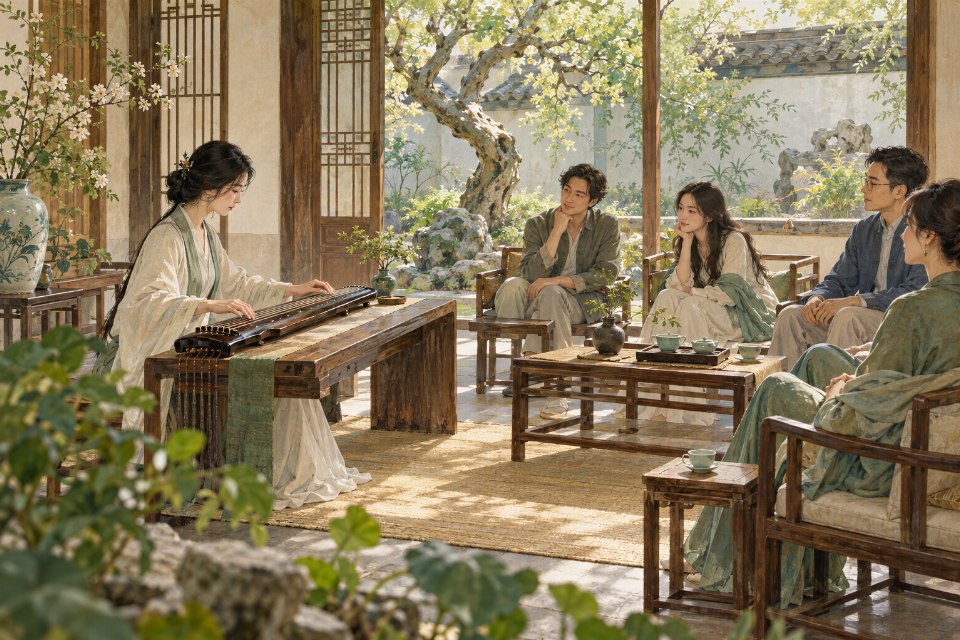 公益雅集与体验学习场景插画